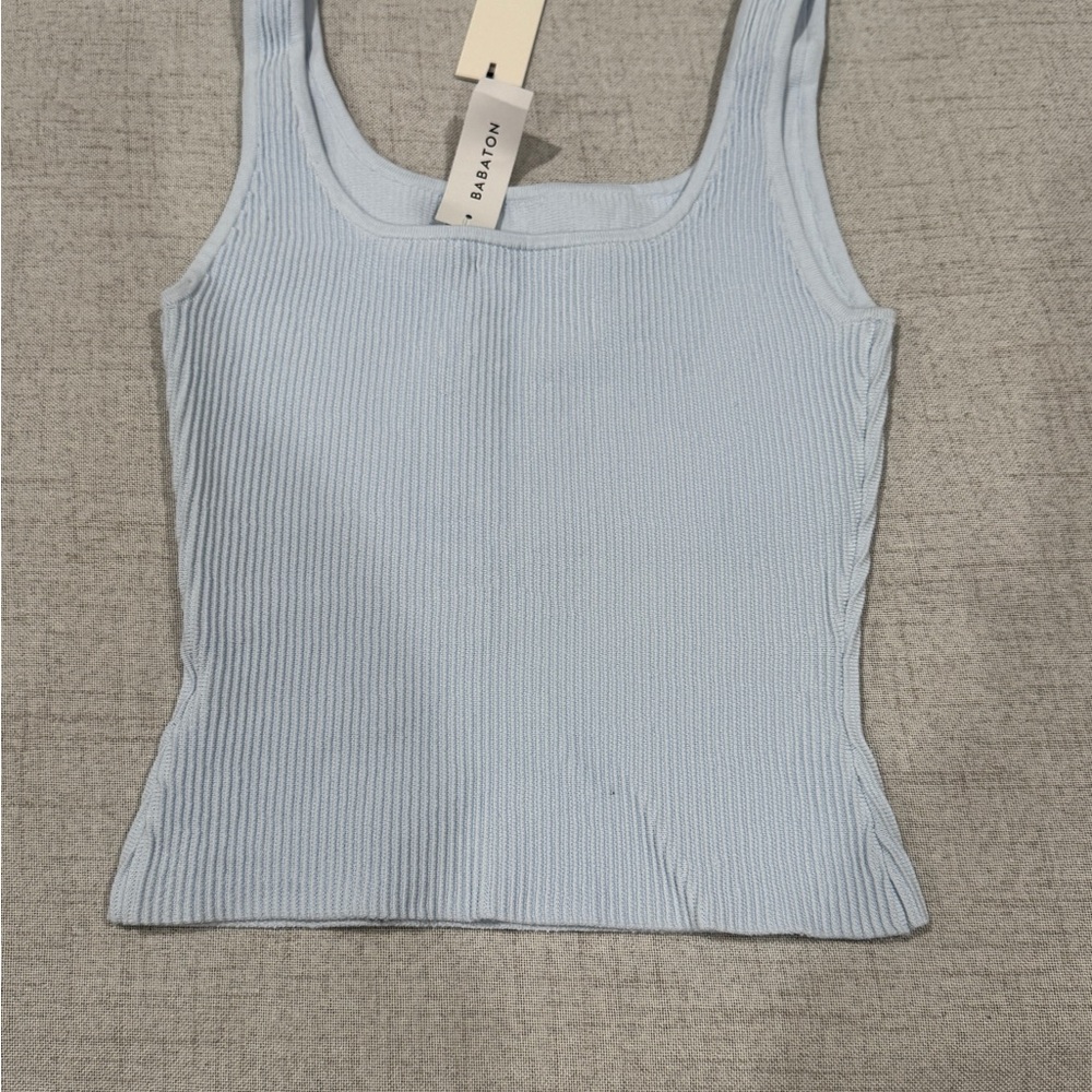 Aritzia Babaton Women's Light Blue Ribbed Tank Top - Picture 2 of 2